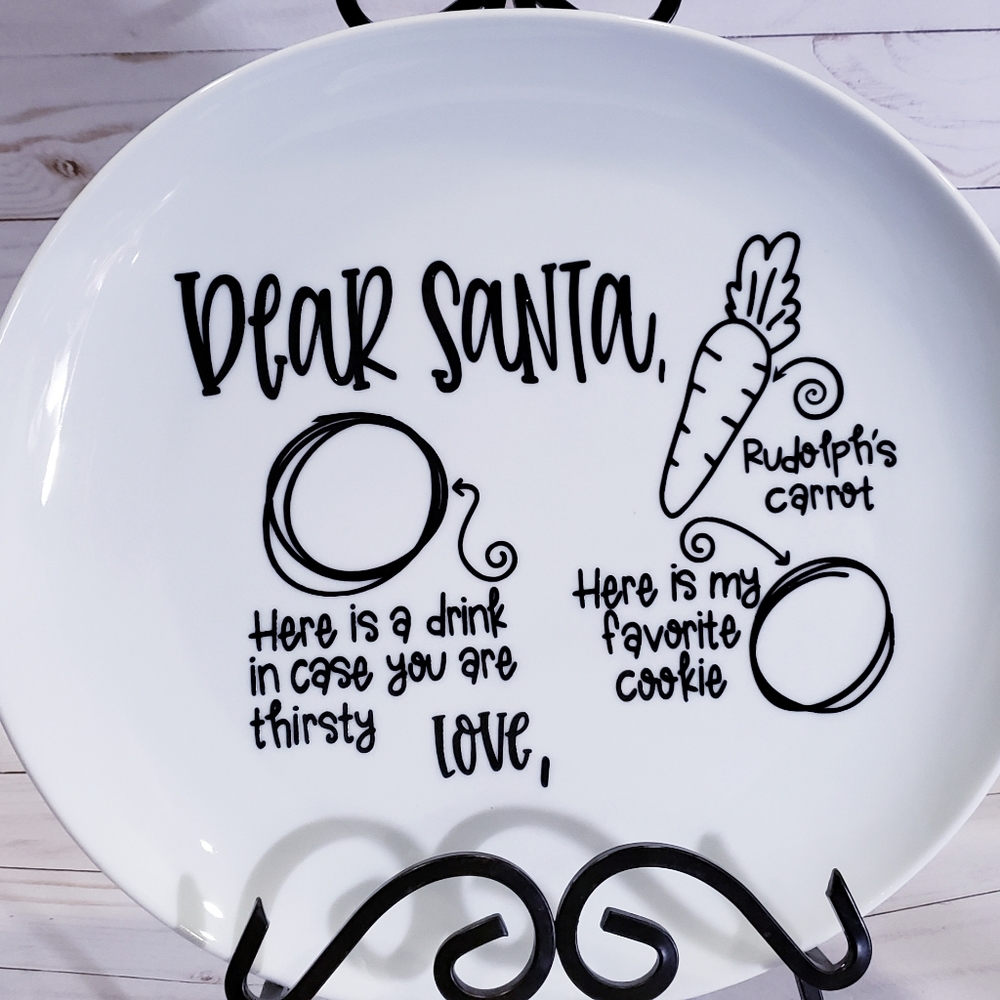 Ceramic Santa milk and cookies plate